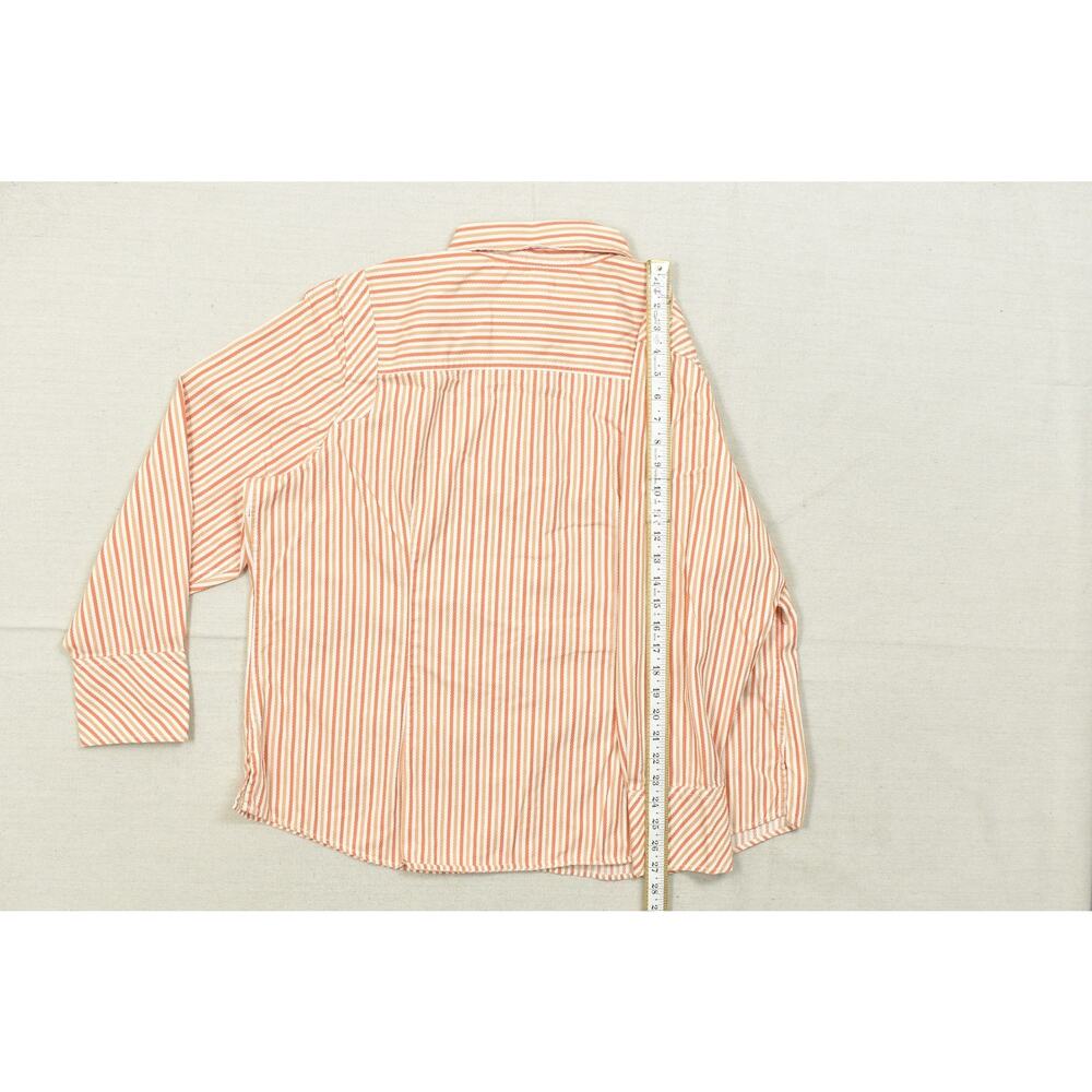 Tommy Hilfiger Woman Size 20 Button Down Shirt Orange White Vertical Stripe Seer - Picture 4 of 8